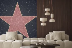 Naklejka: Czerwona gwiazda na czarnym tle z alei sław