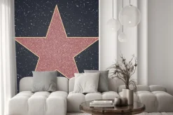 Naklejka: Czerwona gwiazda na czarnym tle z alei sław