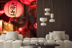 Naklejka: Czerwone chińskie lampiony w nocy w jiufen, tajwan