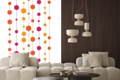 Naklejka: Czerwone i pomarańczowe pionowe pasy z sześcianami