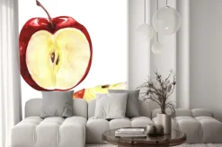 Naklejka: Czerwone jabłko na białym tle wycięcia