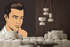 Naklejka: Człowiek myśli trudno stylu pop art wektor