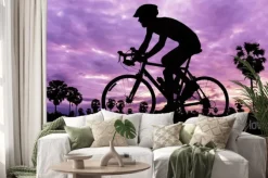 Naklejka: Człowiek na rowerze na zmierzchu czasie