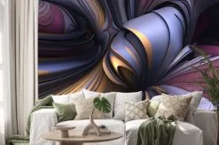 Naklejka: 3d abstrakta ilustracja - abstrakt gładki organicznie purpury,