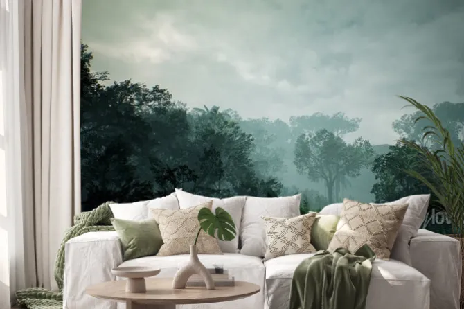 Naklejka: 3d bujna roślinność w zielonej dżungli