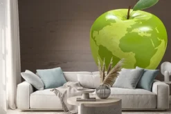 Naklejka: 3d jabłko świat zdrowia