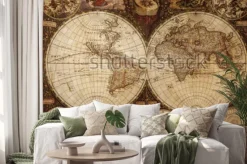 Naklejka: Dawna mapa świata w stylu vintage