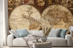 Naklejka: Dawna mapa świata w stylu vintage