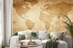 Naklejka: Dawna mapa świata na pergaminowym tle