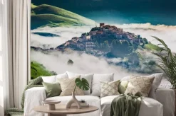 Naklejka: Dech w piersiach świcie w castelluccio, umbria, włochy