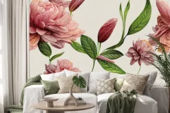 Naklejka: Decorative peony flower pattern. repeat pattern for wallpaper,