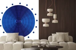 Naklejka: Deep blue mandala. buddhistic banner. hinduizm symbol