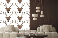 Naklejka: Deer head silhouette seamless pattern. animal head texture. cute