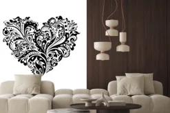 Naklejka: Dekoracyjny kształt serca (czarny i biały)