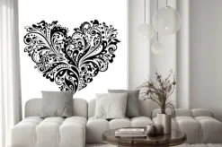 Naklejka: Dekoracyjny kształt serca (czarny i biały)