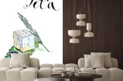 Naklejka: Delicious plasterki grecki ser feta z oliwek, rozmaryn i sala