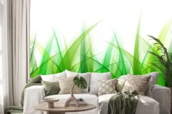 Naklejka: Delikatna abstrakcjonistyczna trawa opuszcza tło.