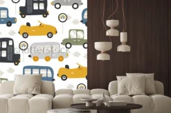 Naklejka: Deseń w bajkowe autka