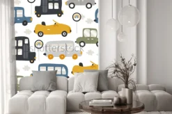 Naklejka: Deseń w bajkowe autka