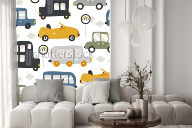 Naklejka: Deseń w bajkowe autka