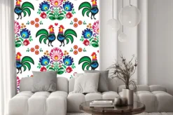 Naklejka: Deseń w stylu łowickim