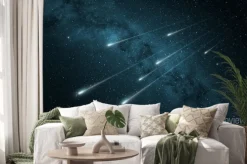 Naklejka: Deszcz meteorów w rozgwieżdżone niebo