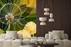 Naklejka: Dmuchawiec i mlecze na witrażu