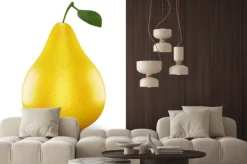 Naklejka: Dojrzałe żółte gruszki na białym tle. 3d.