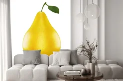 Naklejka: Dojrzałe żółte gruszki na białym tle. 3d.