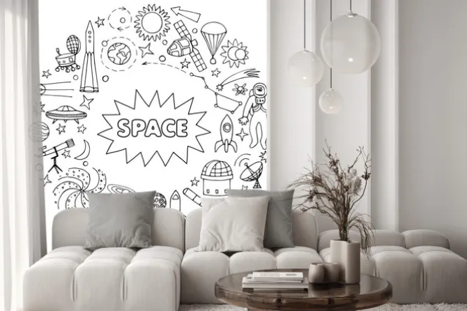 Naklejka: Doodle elementy kosmiczne