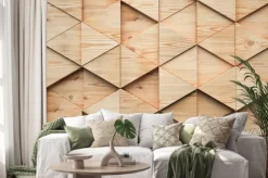 Naklejka: Drewniany trójgraniasty abstrakcjonistyczny poligonalny tło od