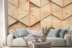 Naklejka: Drewniany trójgraniasty abstrakcjonistyczny poligonalny tło od