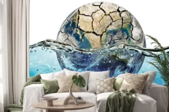 Naklejka: Dried up planet immersed in the waters of world ocean