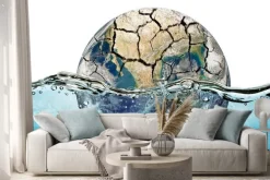 Naklejka: Dried up planet immersed in the waters of world ocean