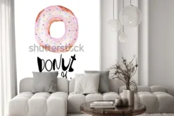 Naklejka: Drukuj moda z akwarela pączek i hasło nie martw się. ilustracja