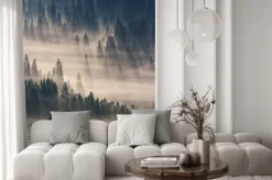 Naklejka: Drzewa iglaste we mgle