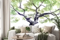 Naklejka: Drzewo o rozłożystej koronie w stylu akwareli