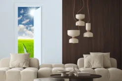 Naklejka: Drzwi otwarte na zielonym polu kosmetycznym