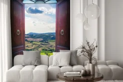 Naklejka: Drzwi otwarte na zielone pagórki