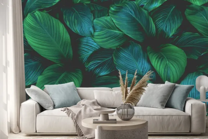 Naklejka: Duże ciemne egzotyczne liście