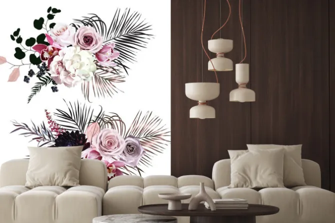 Naklejka: Dusty rose, hydrangea, pink cymbidium orchid, berry, bronze,