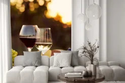 Naklejka: Dwa kieliszki do białego i czerwonego wina