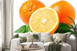 Naklejka: Dwa pomarańczy samodzielnie na białym tle