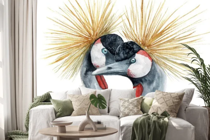 Naklejka: Dwa żurawie na akwareli