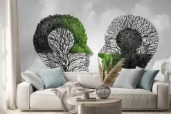 Naklejka: Dwie głowy z gałęzi drzew