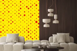 Naklejka: Dwutonowy, czerwony, żółty pop-artu, grochy, przerywana wzór.