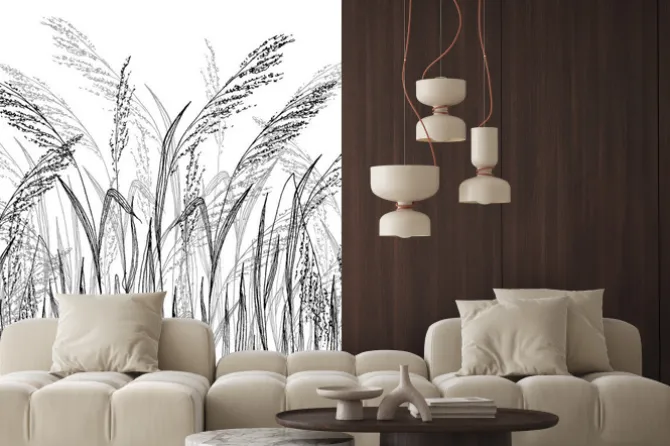 Naklejka: Dzikie trawy na łące w stylu rysunkowym