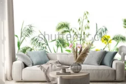 Naklejka: Dzikie zioła i kwiaty w stylu akwareli na białym tle