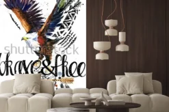 Naklejka: Eagle. american indian chief headdress. war bonnet. dream catcher