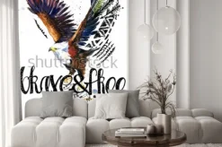 Naklejka: Eagle. american indian chief headdress. war bonnet. dream catcher